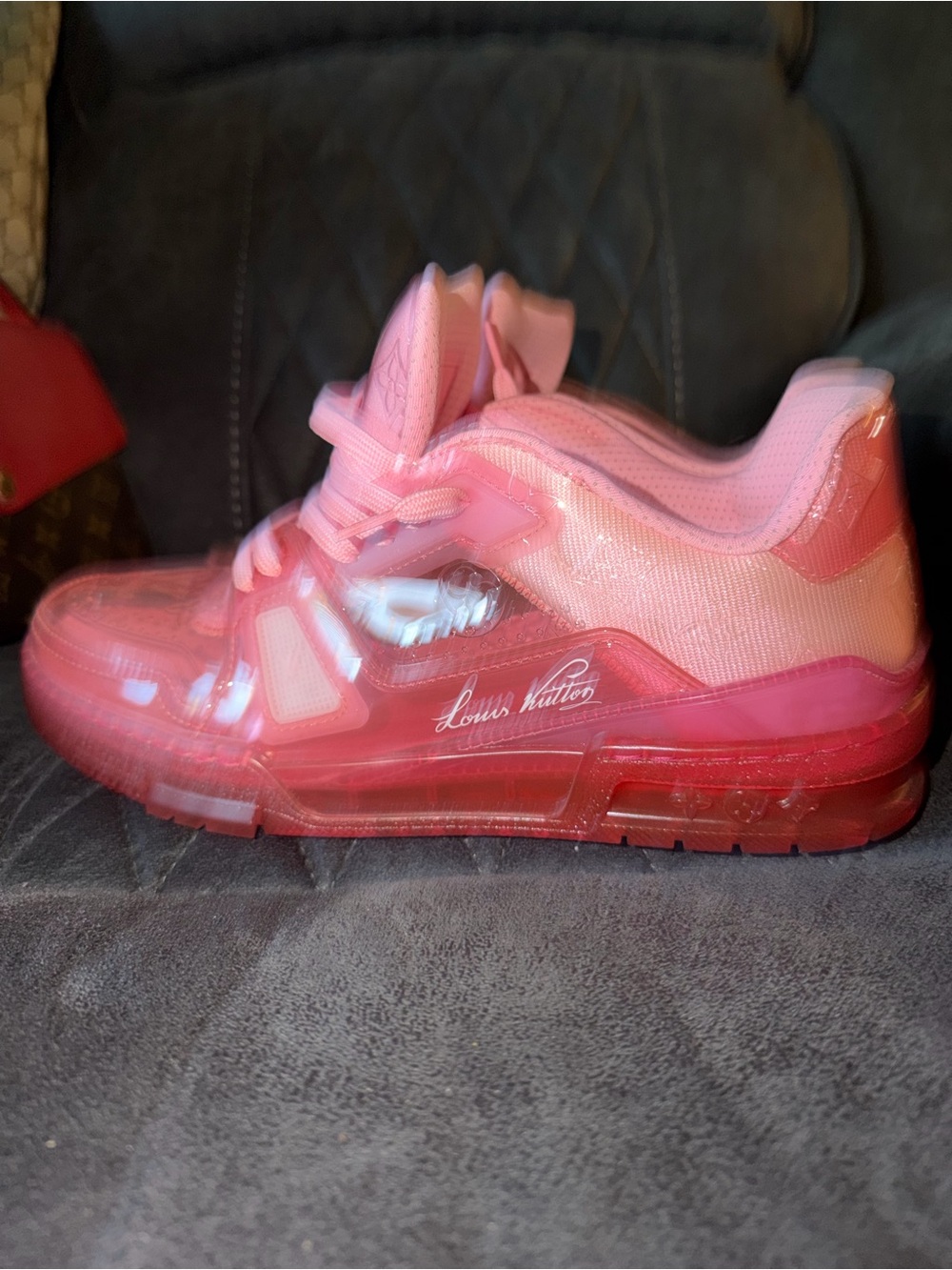 Louis Vuitton Kids Pink Transparent-Overlay Sneaker